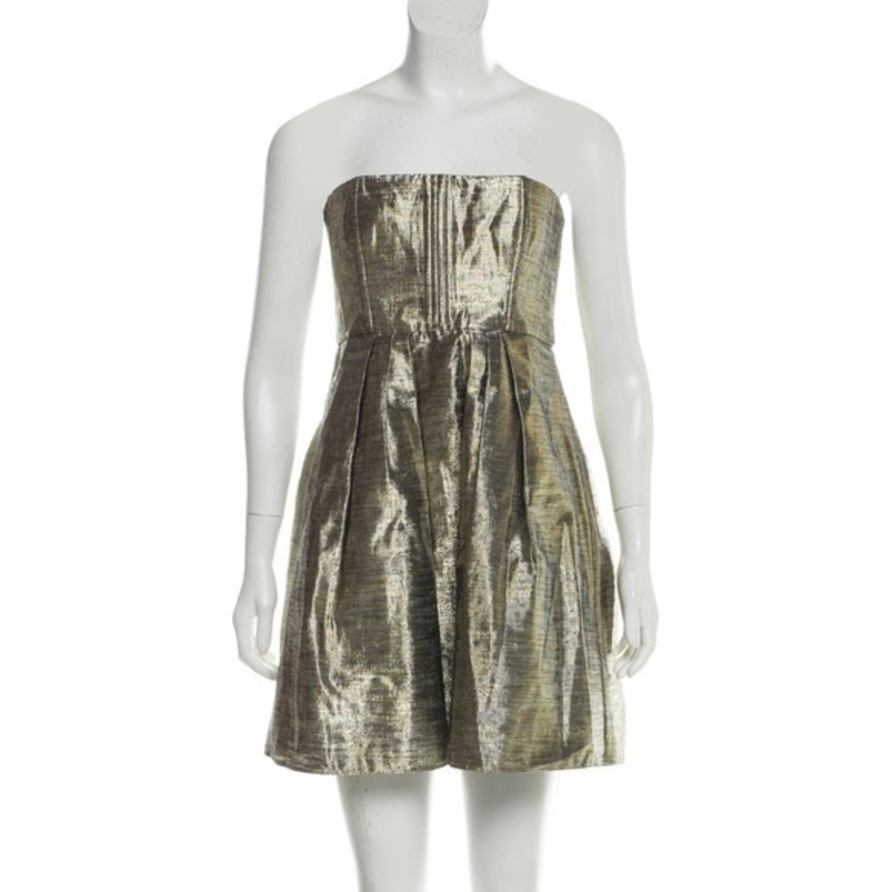 Alice + Olivia Ashley Strapless Dress in‎ Gold Metallic | Sz 4